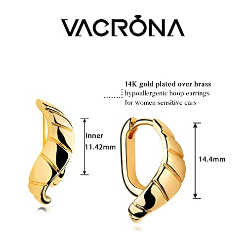 Cubic Zirconia Huggie Earrings 14k Gold Plated Tiny Earrings Small Huggie Hoop Earrings Simple Lightweight Hoops Gift for Women - color: Ribbon