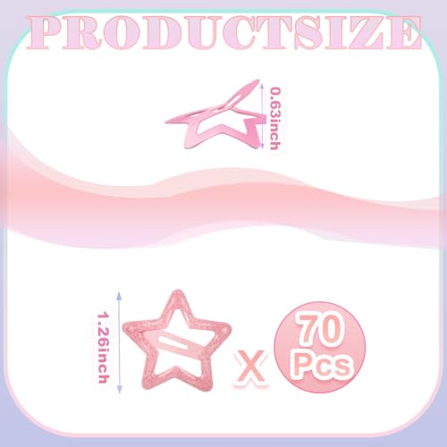 70 Pcs Metal Glitter Snap Hair Clips for Women,Small Snap Barrettes for Women Girls Thick Fine Hair (Pink) - color: Pink