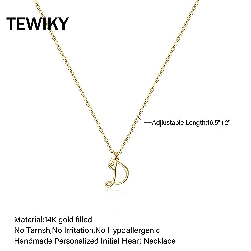 Tewiky Initial Necklace for Women-14k Gold Plated Dainty Letter Necklaces | Trendy Cute Custom Personalized Monogram Necklaces - color: gold, style: D
