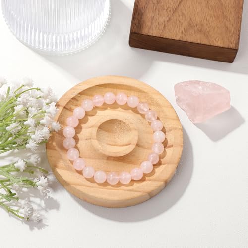 Raicegs 4 6 8MM Beaded Bracelets Healing Crystal Bracelet for Women Men Natural Stone Handmade Stretch Bracelet Reiki Spiritual Jewelry - color: Rose Quartz, size: 8mm