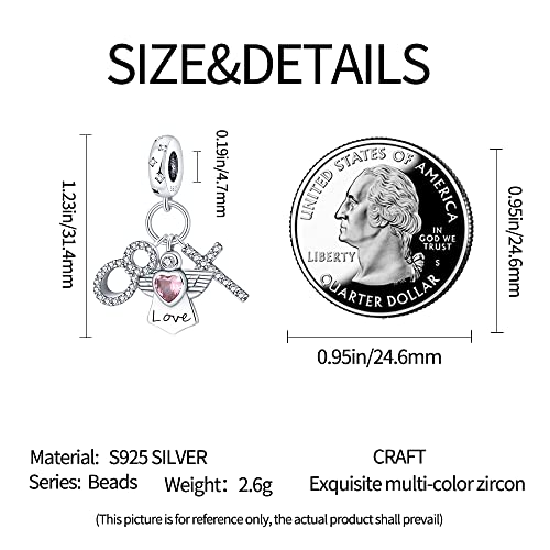 KUNSIR Charms Beads fits Pandora Charm bracelets for Woman 925 Sterling Silver Dangle Pendant Bead Jewelry Beads Gifts Happy Birthday Charms for Women Bracelet&Necklace - style: Angel Lucky Symbol Three Piece Set Charm