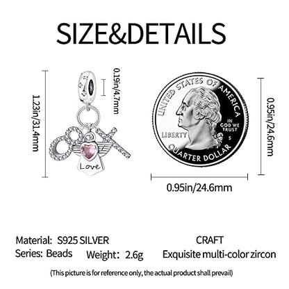 KUNSIR Charms Beads fits Pandora Charm bracelets for Woman 925 Sterling Silver Dangle Pendant Bead Jewelry Beads Gifts Happy Birthday Charms for Women Bracelet&Necklace - style: Angel Lucky Symbol Three Piece Set Charm