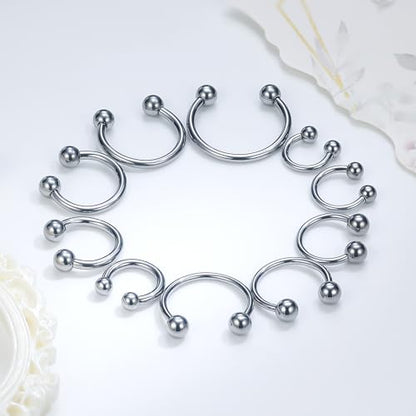 Ruifan 20G 18G 16G 14G 12G Horseshoe Nose Ring Titanium Septum Rings Piercing Jewelry Cartilage Conch Helix Rook Lip Tragus Earring Hoop Eyebrow Retainer For Women Men 6mm 8mm 10mm 12mm 14mm 16mm 19mm - size: Ball: 14G - 8MM