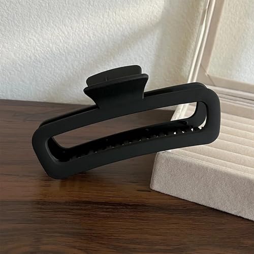 Hair Claw Clips Plastic 5.1 Inch Large Unbreakable Glossy Rectangle Square Strong Hold Jaw Clips Neutral Colors XL for Women Thin Thick Long Curly Hair - 3 Pack - color: Black&Dark Brown&Light Brown