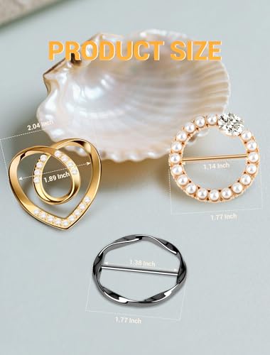 SARDVISA T-Shirt Tie Clips, Silk Scarf Ring Clip for Women, 6 PCS | Premium Slide Clothes Knotted Button, Clothing Waist Cincher Clips Tightener, Fashion Metal Round Shirt Clips Wrap Holder