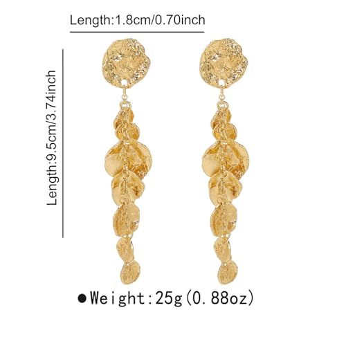 14K Gold Irregular Round Dangle Earrings for Women,Unique Statement Long Geometric Tassel Hanging Earrings Charm Anniversary Party Jewelry Gifts - color: Gold