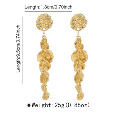 14K Gold Irregular Round Dangle Earrings for Women,Unique Statement Long Geometric Tassel Hanging Earrings Charm Anniversary Party Jewelry Gifts - color: Gold
