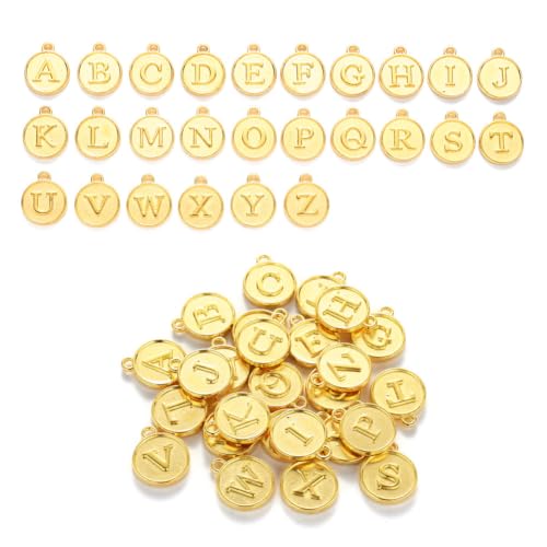 208Pcs/8 Sets Silver Letter Charms A-Z Alphabet Metal Initial Charms kit for Jewelry Making DIY Bracelets Necklaces and keychain making - color: Gold