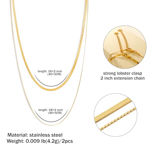 Elegance 11 designs Gold Plated Thin Chain Layered Necklaces For Women Non Tarnish,18k Gold Plated Stainless Steel Dainty Waterproof Gold Necklace Set Stack For Women Gifts Jewelry - color: Gold Necklace2201