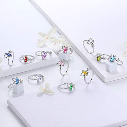 Aurora Tears Butterfly Jewelry,Women 925 Sterling Silver Butterflies Birthstone Pendant Necklace/Earrings/Rings Wedding Gift - color: H.August-set 3