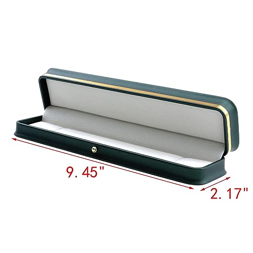 MY MIRONEY PU Leather Necklace Box Rectangle Blackish Green | Bracelet Case Box Velvet Interior Jewelry Box Organizer Gift Box Display Case Chain Holder (9.45" x 2.17" x 1.38") - style: Necklace Box(Type A); Blackish Green