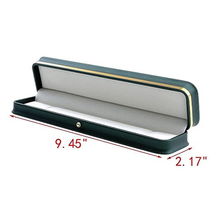 MY MIRONEY PU Leather Necklace Box Rectangle Blackish Green | Bracelet Case Box Velvet Interior Jewelry Box Organizer Gift Box Display Case Chain Holder (9.45" x 2.17" x 1.38") - style: Necklace Box(Type A); Blackish Green