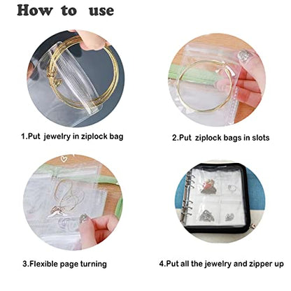 Travel Jewelry Organizer: Book-Style, Zipper, Anti-Tarnish & Foldable Case | Book-style foldable travel jewelry organizer, zipper pouch with dust protection, anti-tarnish liner, daily storage - color: Black