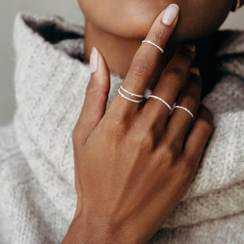 Stackable Rings for Women Non Tarnish Dainty 14K Gold Plated Stacking Cubic Zirconia Thumb Rings Set Trendy Bands Rings Statement Promise Wedding Engagement Jewelry Gift - style: Style-5