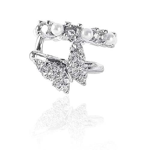 Cute Butterfly Cartilage Clip on Earrings for Women Non Pierced Huggie Ear Cuff Y2K Statement Silver Clip Stud Earrings Granddaughter Daughter Valentines Birthday Graduation Jewelry Gift - color: EA316-Silver Butterfly