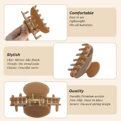 MAORULU Medium Cute Acetate Hair Claw Clips for Women Girls, 3 Inch Cherry Red Claw Clips for Thin & Medium Thick Hair, Durable French Banana Clip with Gift Box (Light Brown) - color: Light Brown