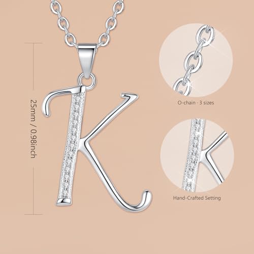 VIKI LYNN Dainty Initial Letter Pendant Necklace for Women | Cubic Zirconia Initial Jewelry, Personalized Letter Necklace, Dainty Women Jewelry, Birthday Gift Idea for Her, Mom and Wife - color: Silver, style: Silver-K