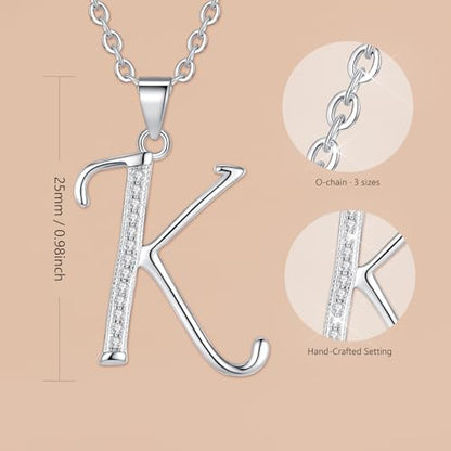 VIKI LYNN Dainty Initial Letter Pendant Necklace for Women | Cubic Zirconia Initial Jewelry, Personalized Letter Necklace, Dainty Women Jewelry, Birthday Gift Idea for Her, Mom and Wife - color: Silver, style: Silver-K