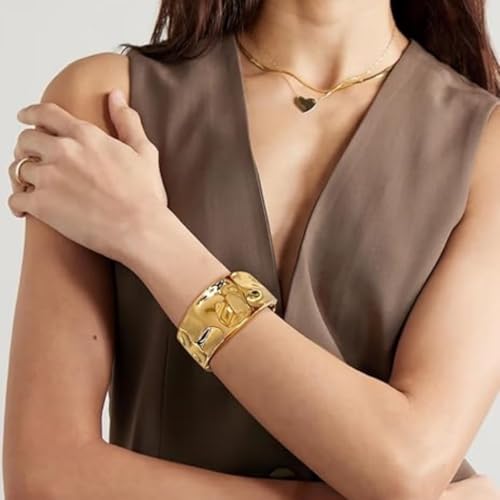 Gold/Silver Cuff Bangle Bracelets For Women Chunky Waterdrop Twisted Hinged Bangle Bracelets Minimalist Arm Cuff Bracelet Jewelry Gifts - color: 1Gold