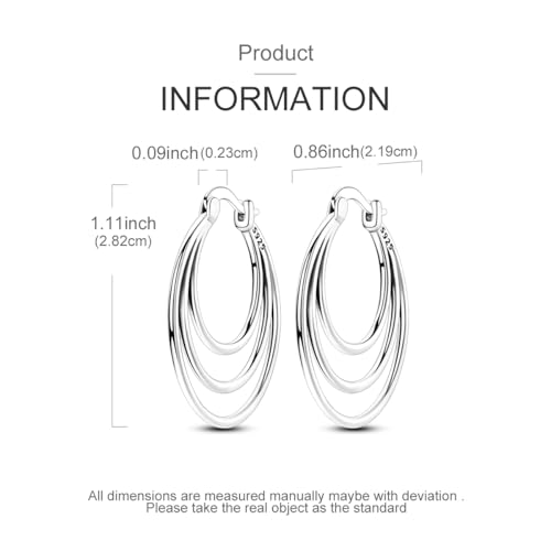 Parmuz 925 Sterling Silver Earrings Hoops for Women Ladies Simple Lightweight Twisted Medium Hoop Earrings With Cubic Zirconia Hypoallergenic Jewelry for Her - color: white silver