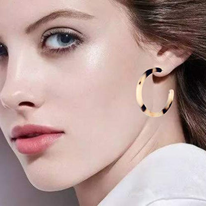 Acrylic Resin Hoop Earrings - Fashion Bohemia Tortoise Shell Large Circle Stud Earrings for Women