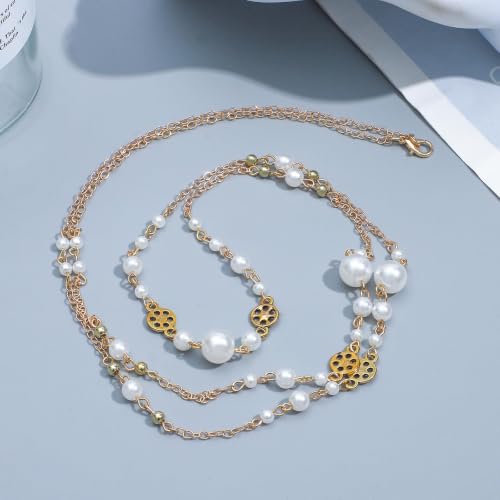 NEWITIN 69 Pieces Gold Jewelry Set for Women Fashion Costume Jewelry Gold Plated Necklace Bracelet Earrings Set for Women - color: Pearl Jewelry Set