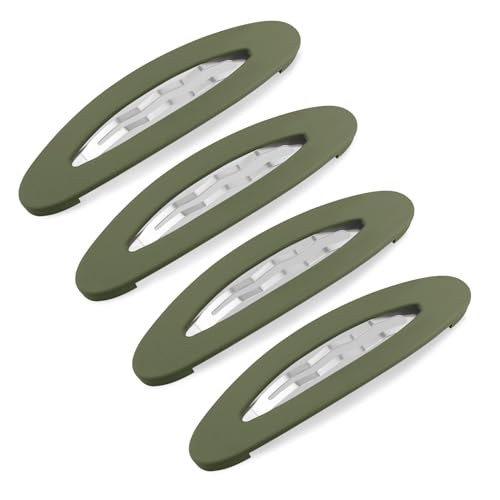 4PCS Large Snap Hair Clips for Women, Matte Snap Barrettes for Girls, Medium Hair Accessories (3.5Inch,Green) - color: Green, size: 4 Count (Pack of 1)