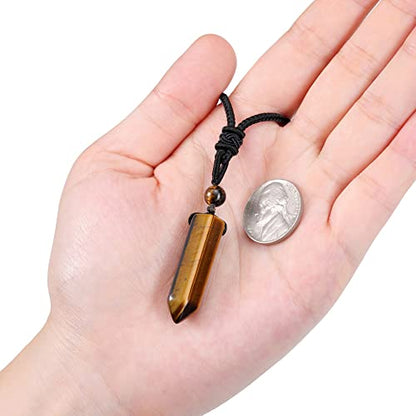 Top Plaza Healing Crystal Stone Necklaces for Men Hexagonal Pendant Necklaces Adjustable Braided Rope Natural Gemstone Necklace Jewelry Christmas Gift for Dad, Husband - color: Tiger Eye Stone