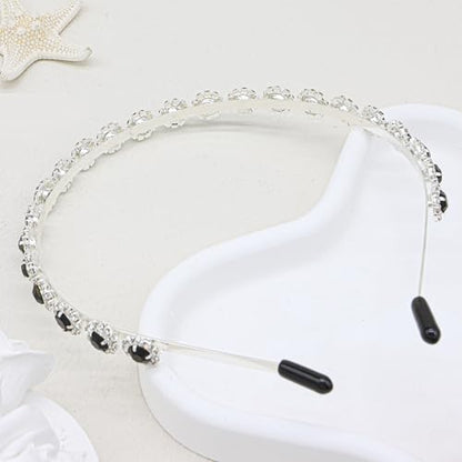 Bridal Headpiece Wedding Headband with Crystal and Hair Accessories (Black, 5.5'') - color: Black