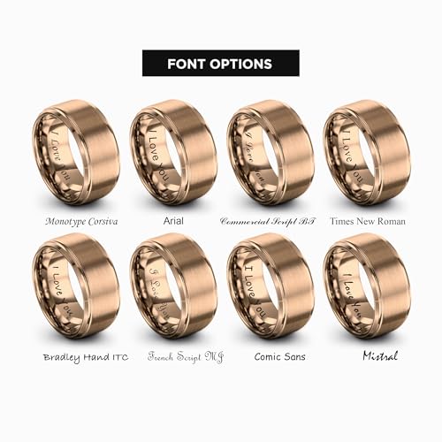 Tungsten Wedding Band Ring Black 10mm Men Women Comfort Fit 18k Rose Gold Step Edge Brushed Polished - color: Rose Gold Tungsten