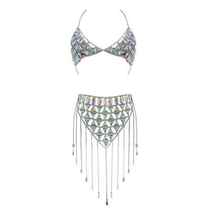 Women's Sexy Suit Body Chain - color: Silvery