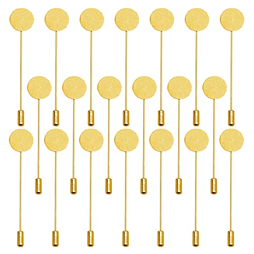 60Pcs Flat Round Tray Lapel Pin for Craft,Gold Safety Stick Pins Stainless Steel Brooch Pin Needle Suit Tie Hat pin Scarf Badge for DIY Costume Jewelry Making Accessories - color: Gold