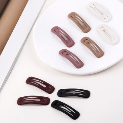 20 PCS Small Rectangle Hair Barrettes For Women Non Slips Snap Clips For Thin Fine Hair,Matte Black Dark Red White,1.97 x 0.55Inch - color: Matte Black Dark Red White
