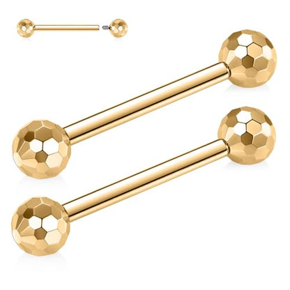 PEAKLINK Internally Threaded Nipple Rings Titanium Nipple Bars Piercing Jewelry 1 Pair Tongue Rings Eyebrow Jewelry Bridge Piercings - color: Gold Cuts Nipple Curved Barbell