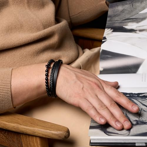 Cross Bracelet for Men - Genuine Leather Religious Bracelets | Stylish Christian Bracelet for Men - Perfect Faith Accessory | Mens Cross Bracelet - Christian Jewelry - style: Shadow