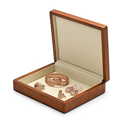 Oirlv Solid Wood Ring Jewelry Box Organizer Earrings Jewelry Drawer Organizer Tray with Lid (Creamy-white Flat Box) - color: Creamy-white Flat Box