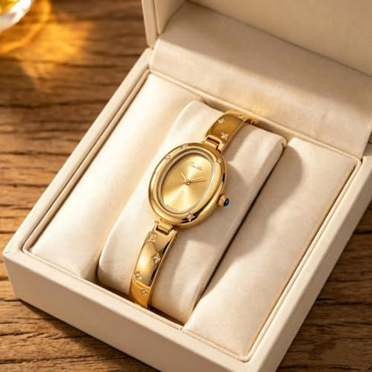 FORSINING Watches for Women, Ladies Quartz Watch Oval Crystal Watch, Japanese Quartz Movement 3ATM Waterproof Fashion Female Wrist Watch Luxury Birthday Gifts - color: White