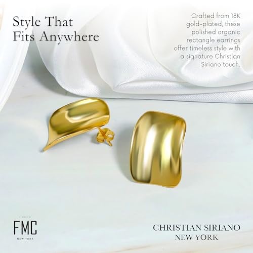 18K Gold Plated Sterling Silver Earrings for Women – Pure & Polished, Twist, Square, Hinged Tube, Abstract & Heart Shape Hoops – Lightweight, Hypoallergenic, Non-Tarnish Jewelry (Sizes: 3x35mm-46x30mm) - color: Gold, size: Rectangular Shape (22 x 16mm)