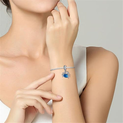 925 Silver Charm for Bracelets Animal Pet Insect Series Women Jewelry Gift - color: Blue crab