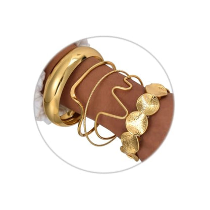 Golden Stackable Bracelets Set for Women Trendy Multi Layer Adjustable Chunk Flower Cuff Bracelet Geometric Irregular Wave Statement Bangle Glamour Stacking Cuff Jewelry - color: Gold-A