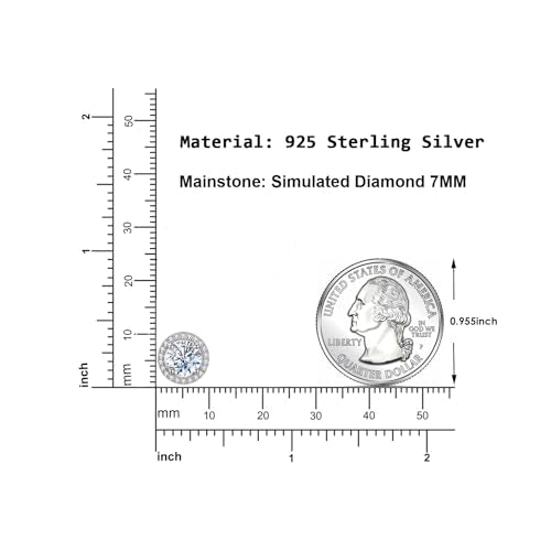 925 Sterling Silver 2-4 Carat Lab Simulation-Diamond Stud Earrings 5A Cubic Zirconia Stud Earrings Hypoallergenic White Gold Plated, Perfect Jewelry Gifts - style: Round Cut 7MM