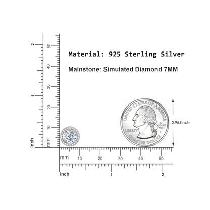 925 Sterling Silver 2-4 Carat Lab Simulation-Diamond Stud Earrings 5A Cubic Zirconia Stud Earrings Hypoallergenic White Gold Plated, Perfect Jewelry Gifts - style: Round Cut 7MM