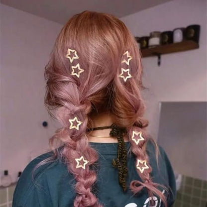 Star Hair Clips 2000s Y2K Gold Star Hair Accessories Snap Hair Barrettes Non Slip Metal Hair Clips for Girls Women -15 PCS 1.57" - color: 15 P - 1.57"-gold