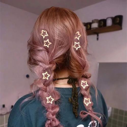 Star Hair Clips 2000s Y2K Gold Star Hair Accessories Snap Hair Barrettes Non Slip Metal Hair Clips for Girls Women -30 PCS 1.18", 1.57" - color: 30 P - 1.18",1.57"-gold