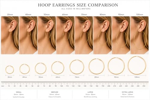 TIZU Big Hoop Earrings for Women Stainless Steel Hypoallergenic 14K Gold/Rose Gold/Black/Silver Hoop Earrings, 40mm/50mm/60mm/70mm Hoops Earrings Birthday Mothers Day Jewelry Gifts Women - color: Gold, size: 70mm