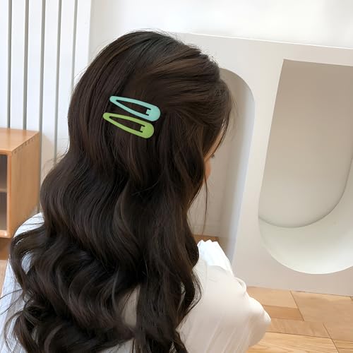 Small Hair Barrettes For Women No Slip Metal Snap Clips For Thin And Fine Hair,Matte Yellow Pink Blue Green Purple,20 PCS,1.97 x 0.5 Inch. - color: Matte Yellow Pink Blue Green Purple
