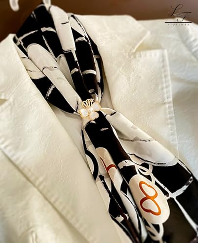 Scarf Rings Buckle And Slides For Women Scarves Pin Tshirt Ties Clip For The Side 3CP - color: Black camellia silk scarf buckle