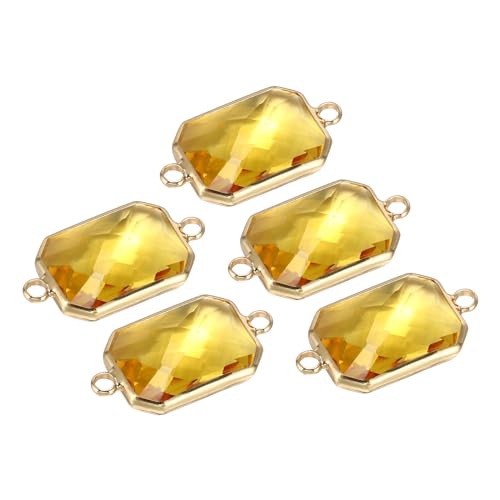 PATIKIL Birthstone Connector Link, Diamond Clear Charm Links, Glass Jewelry Findings Crystal Bead Link for Drop Dangle Pendants Necklace Bracelet Earring - color: Golden Tone