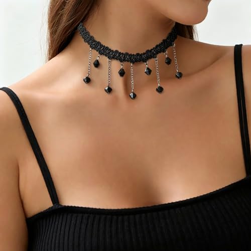 Black Necklaces for Women,Adjustable Layered Collar,Goth Jewelry - color: Pendant