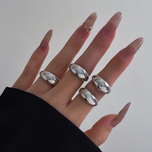 Roe Dolph Chunky Gold Rings for Women Stackable Statement Ring Set | Mixed sculptural shapes and polished surfaces create bold stacking combinations for parties dinners and everyday outfits - color: A6